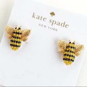 Kate Spade Crystal Bee Studs Earrings (12K Gold-Plated) (NWT)